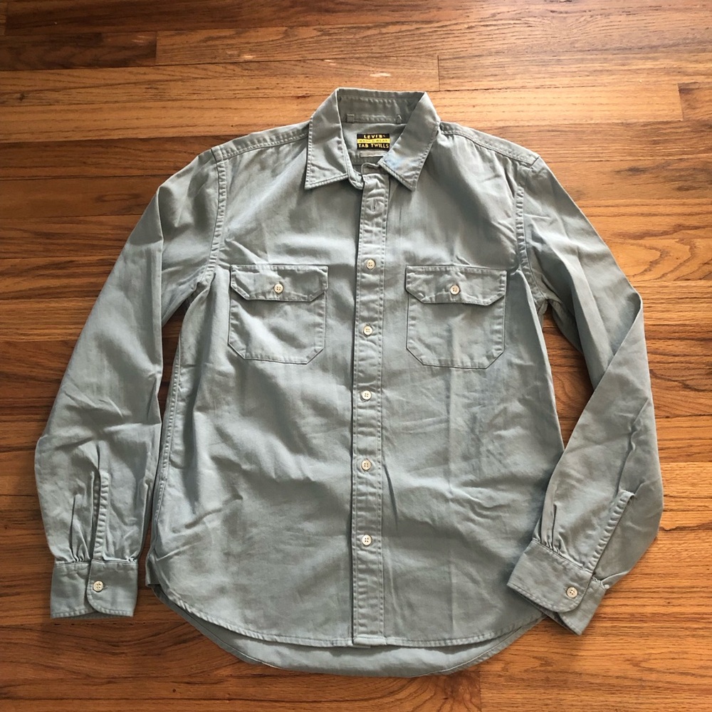 Unworn Levi’s LVC 1950s Tab Twill button front shirt button up green small
